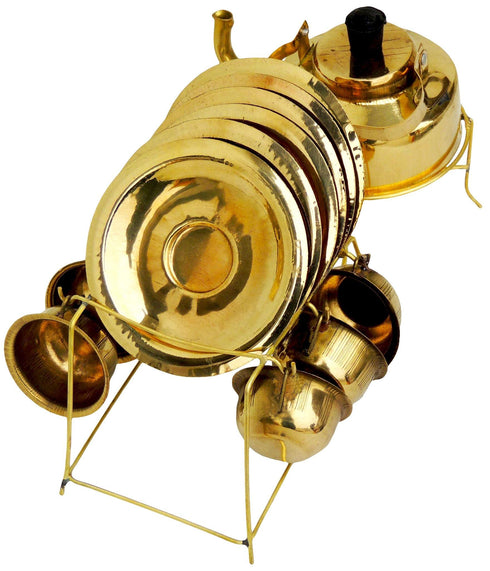 Brass Miniature Tea Cup Saucer Kettle Set 0.008Kg